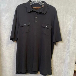Perry Ellis Polo Mens Black  Polo Shirt Sz XL Casual Easy Care